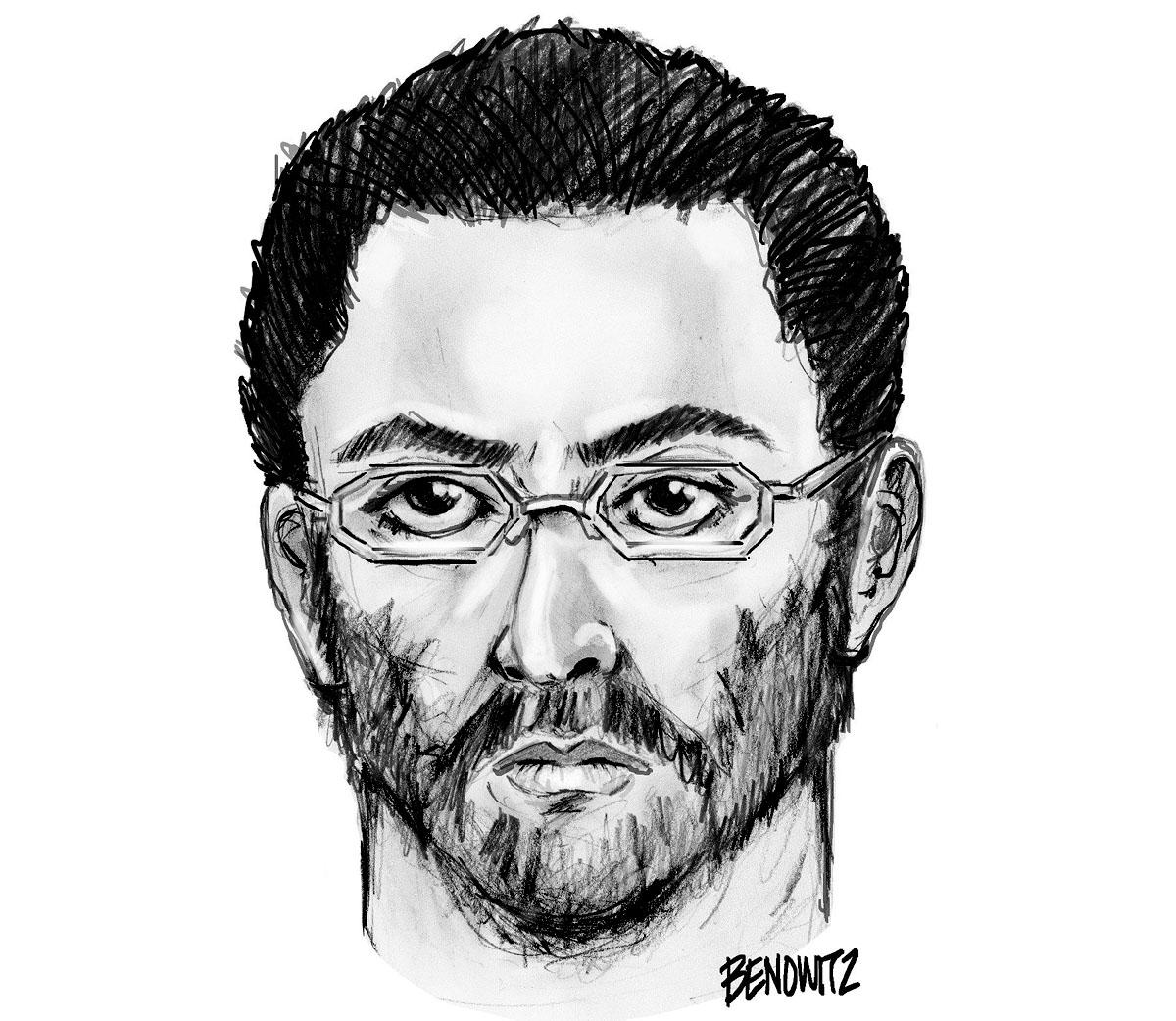 NYPD sketch of the suspect wanted in the killings of Imam Maulama Akonjee and Thara Uddin. He's described as an adult male with a medium complexion.